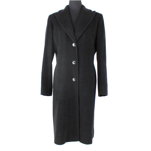 Cinzia Rocca Wool Cashmere Coat Black Button Up Long Dress Coat US 6